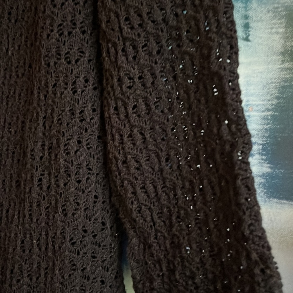 J Jill, black crochet, knit long cardigan - Picture 4 of 5